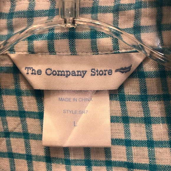 Company Store turquoise and white check tunic L - Picture 5 of 5